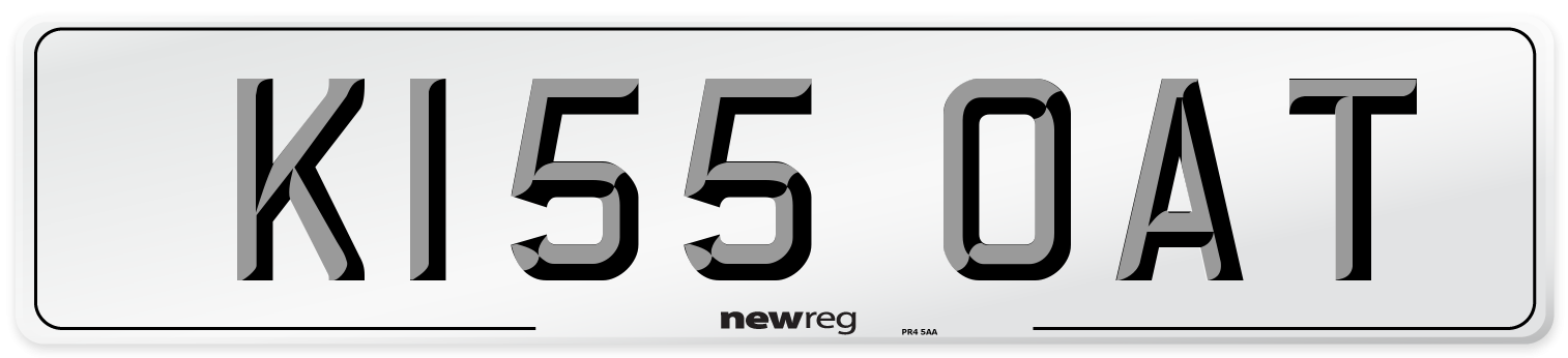 K155 OAT Number Plate from New Reg